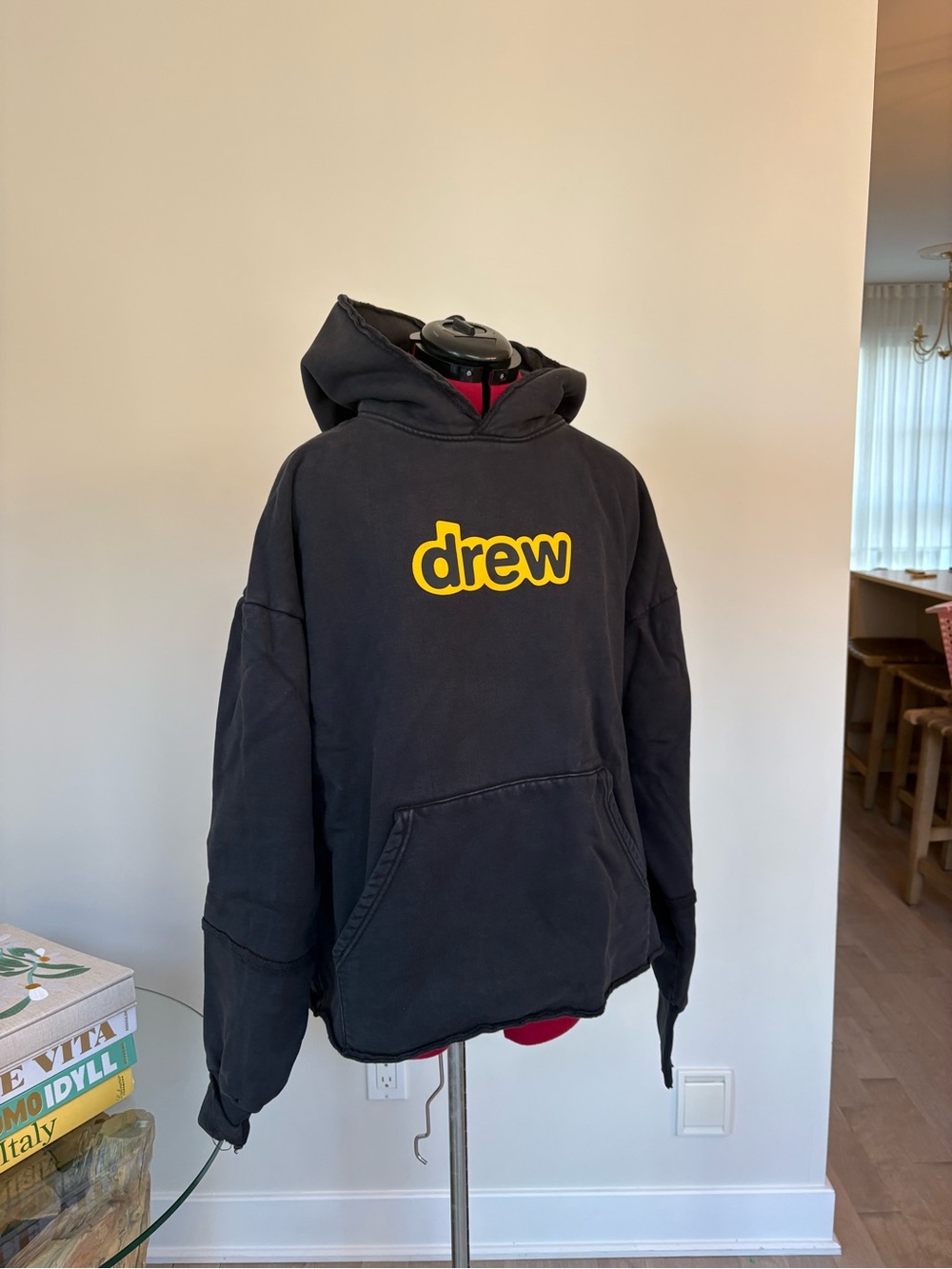 drew House Black Hoodie with Yellow Logo